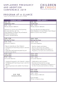 Unplanned Pregnancy and Abortion Conference 2019 Program-At-A-Glance