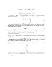 INTRODUCTION to MATRIX ALGEBRA 1.1. Definition of a Matrix