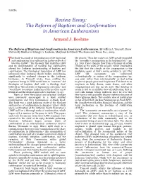 The Reform of Baptism and Confirmation in American Lutheranism