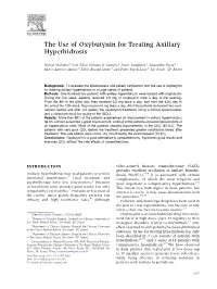 The Use of Oxybutynin for Treating Axillary Hyperhidrosis