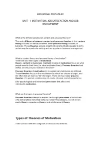 Types of Theories of Motivation