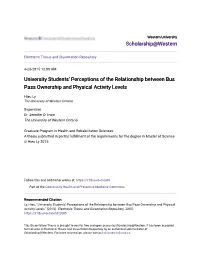 University Students' Perceptions of the Relationship Between Bus Pass Ownership and Physical Activity Levels