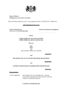 Upper Tribunal (Immigration and Asylum Chamber) MST and Others