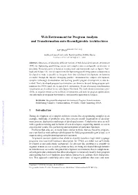 Web Environment for Program Analysis and Transformation Onto Reconfigurable Architectures
