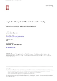 Analysis of an Orthotropic Deck Stiffened with a Cement-Based Overlay