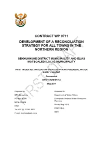 Contract Wp 9711 Development of a Reconciliation Strategy for All Towns in the Northern Region