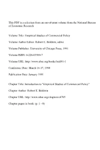 Introduction to "Empirical Studies of Commercial Policy"