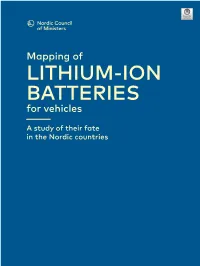 Mapping of LITHIUM-ION BATTERIES for Vehicles