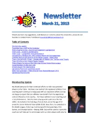 Table of Contents Membership Update