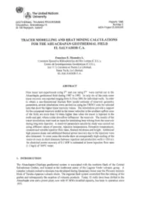 Tracer Modelling and Heat Mining Calculations for the Ahuachapan Geothermal Field El Salv Ador C.A