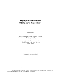 Algonquin History in the Ottawa River Watershed1