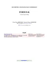 Axos Financial, Inc. Form 8-K Current Event Report Filed 2018-10-01