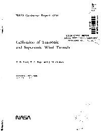 Calibration of Transonic and Supersonic Wind Tunnels" 19 6