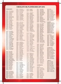 Checkliste Snl-Playercards 2011-2012