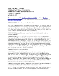 Oral History Transcript T-0011B, Interview with Sammy Long, April 18, 1973