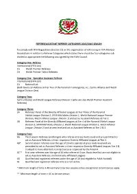 Referee/Assistant Referee Categories 2015/2016 Season