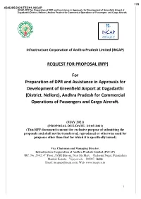 Rfp for Preparation of DPR for Development of Greenfield Airport