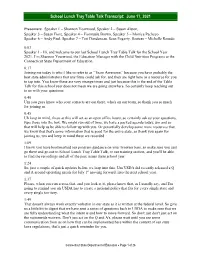 Table Talk Transcript June 17, 2021