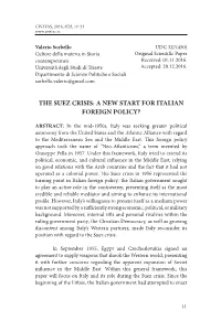 The Suez Crisis: a New Start for Italian Foreign Policy?