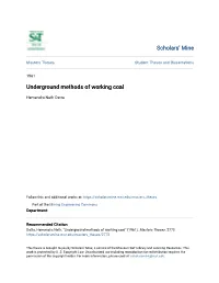 Underground Methods of Working Coal