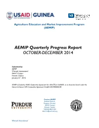 AEMIP Quarterly Progress Report OCTOBER-DECEMBER 2014