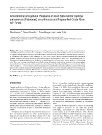 Conventional and Genetic Measures of Seed Dispersal for Dipteryx Panamensis (Fabaceae) in Continuous and Fragmented Costa Rican Rain Forest