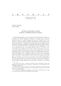 Getting Straight on How Russell Underestimated Frege *