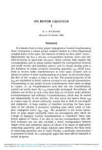 On Rotor Calculus, I 403 1