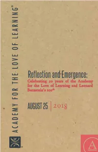 Reflection and Emergence: Celebrating 20 Years of the Academy for the Love of Learning and Leonard Bernstein’S 100Th