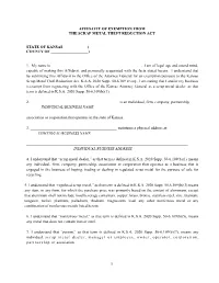 Scrap Metal Theft Reduction Act Affidavit of Exemption