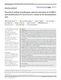 Structural Analysis of Pathogenic Missense Mutations in GABRA2 and Identification of a Novel De Novo Variant in the Desensitization Gate