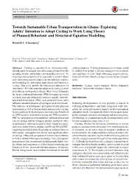 Exploring Adults' Intention to Adopt Cycling to Work Using Theory Of