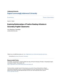 Exploring Relationships of Positive Reading Attitudes in Secondary English Classrooms