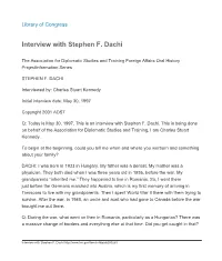 Interview with Stephen F. Dachi