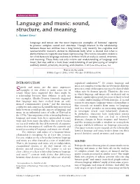 Language and Music: Sound, Structure, and Meaning L