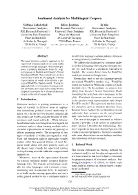 Sentiment Analysis for Multilingual Corpora