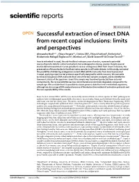 Successful Extraction of Insect DNA from Recent Copal Inclusions