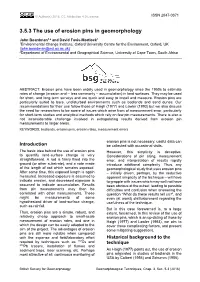 3.5.3 the Use of Erosion Pins in Geomorphology