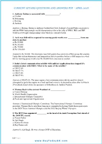 Current Affairs Questions and Answers Pdf – April 2018