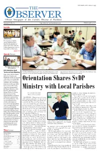 Orientation Shares Svdp Ministry with Local Parishes After Long Illness from Page 1 of My Life, Because It Aﬀ Ects Our Forming Svdp Groups