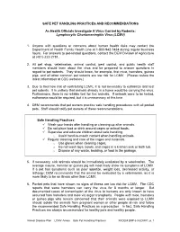 SAFE PET HANDLING PRACTICES and RECOMMENDATIONS As