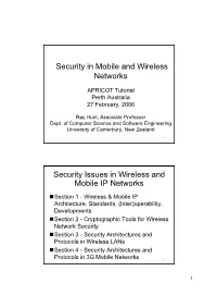 Security in Mobile and Wireless Networks