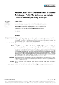 The Nage-Waza Ura-No-Kata ― “Forms of Reversing Throwing Techniques”