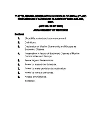 The Telangana Reservation in Favour of Socially and Educationally Backward Classes of Muslims Act, 2007