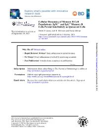 Igm Cellular Dynamics of Memory B Cell