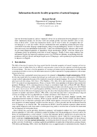 Information-Theoretic Locality Properties of Natural Language