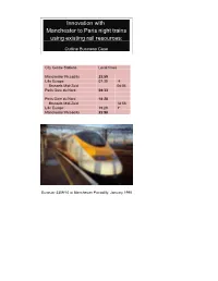 Innovation with Manchester to Paris Night Trains Using Existing Rail Resources