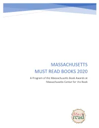 MUST READ BOOKS 2020 a Program of the Massachusetts Book Awards at Massachusetts Center for the Book
