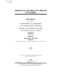 Operation Fast and Furious: the Other Side of the Border Hearing