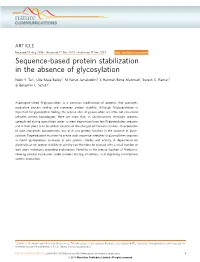 Sequence-Based Protein Stabilization in the Absence of Glycosylation
